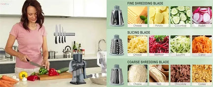 kitchen tools 3-in-1 Rotary Cheese Grater – Manual Vegetable Slicer, Nut Grinder, and Cheese Shredder trendmeg