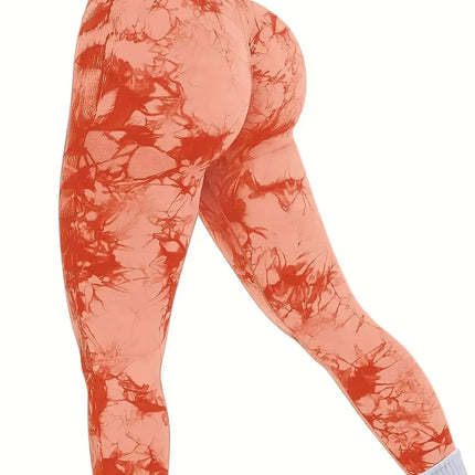 Workout Leggings, Women`s Tie-Dye High-Waist Seamless Yoga Pants – Stretch Fitness Leggings for a Peach-Lift Effect trendmeg