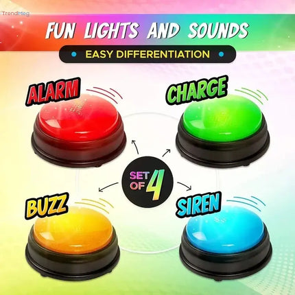 Game Show Answer Buzzers – Set of 4 with Lights & Sounds, Perfect for Classroom Games and Fun for Kids & Adults trendmeg